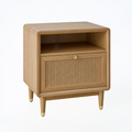 Nachttisch 50 x 40 x 60 cm Holzoptik Natur Rattan mit Stauraum Retro Stil