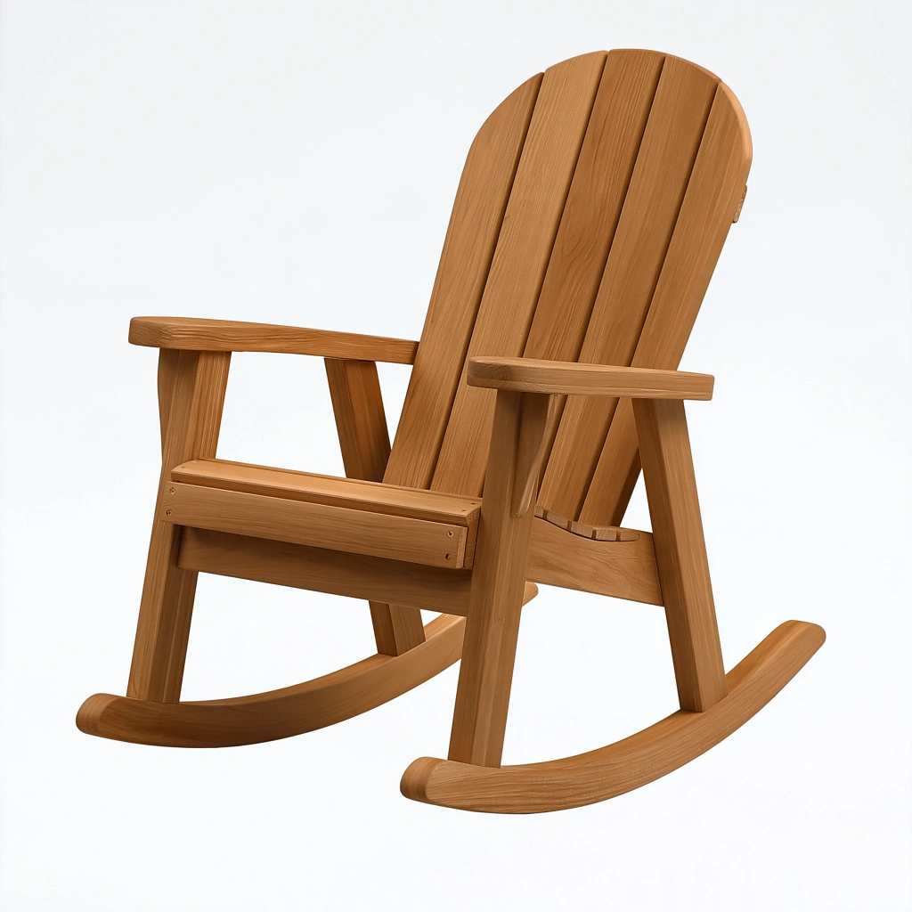 Schaukelstuhl 96 x 70 x 100 cm aus Holz Naturbraun mit Armlehnen für Terrasse