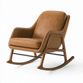 Schaukelstuhl 75 x 95 x 100 cm in Braun mit Bezug in Lederoptik und Holzgestell