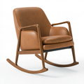 Schaukelstuhl 70 x 95 x 100 cm brauner Polsterbezug Holzgestell moderner Relaxsessel