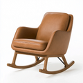 Schaukelstuhl 78 x 92 x 98 cm in Cognacbraun mit Bezug in Lederoptik und Holzgestell