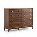 Kommode 140 x 45 x 100 cm Walnussbraun Holzoptik mit 8 Schubladen Mid-Century-Stil