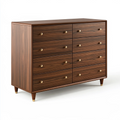 Kommode 150 x 45 x 95 cm aus Holz in Dunkelbraun mit 8 Schubladen im Mid-Century-Stil