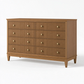 Kommode 160 x 45 x 95 cm in Naturbraun mit geriffelten Holzfronten und 8 Schubladen
