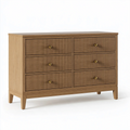 Kommode 120 x 40 x 90 cm aus Holzwerkstoff in Braun mit 6 Schubladen geriffelter Front