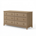 Kommode 160 x 45 x 85 cm Holzwerkstoff Eiche hell mit 6 Schubladen Landhausstil