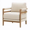 Sessel 78 x 82 x 86 cm mit Holzgestell in Natur und cremefarbenem Stoff im skandinavischen Stil