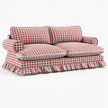 2-Sitzer Sofa 180 x 90 x 85 cm Textil Rot Weiß kariert Landhausstil