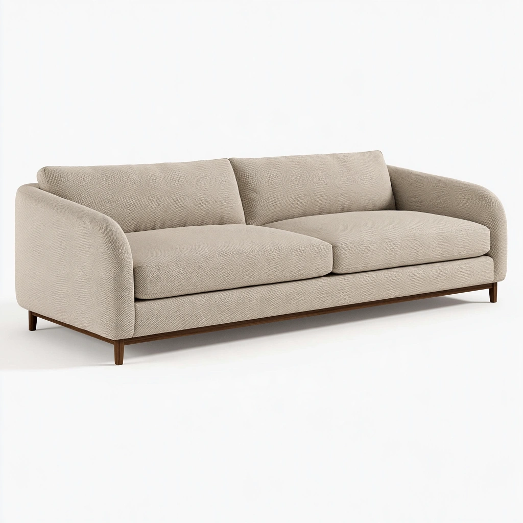 2-Sitzer Sofa 180 x 88 x 82 cm Beige Webstoff mit Holzfüßen - Modernes Wohnzimmersofa